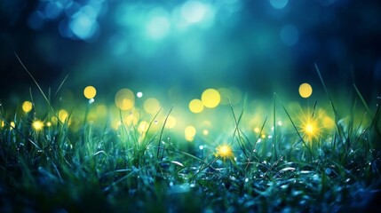 Fireflies dancing in a lush meadow at dusk nature photography serene environment magical atmosphere