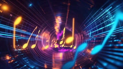 Colorful Musical Notes in Motion