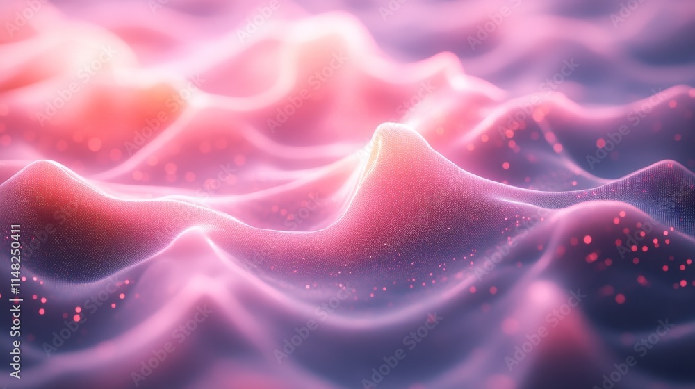 Aufkleber flowing waves of light abstract art digital space tranquil environment close-up view ethereal concep