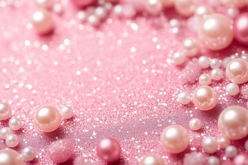 Pastel pink glitter pearl decoration background with copy space
