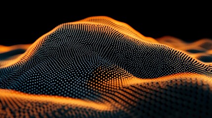 Abstract Orange and Black Dotted Wave Pattern, Digital Landscape
