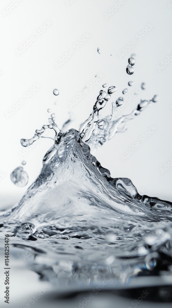 Poster a splash of water with a white background. the water is in a triangular shape
