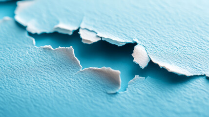 Close-Up of Torn Blue Paper Surface with Textured Details and Soft Lighting Effects