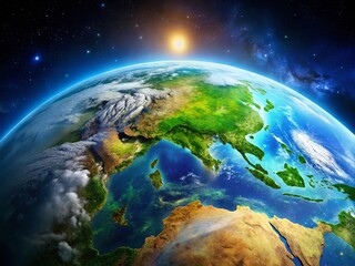 Fototapeta premium Near Space Earth Photography: Stunning 20km High-Altitude Aerial View