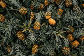 Fototapeta premium Lush Green Pineapple Plants Abundant Harvest