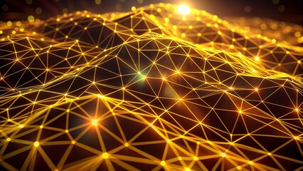 Neon Yellow Plexus Chocolate Wireframe - Abstract Digital Art