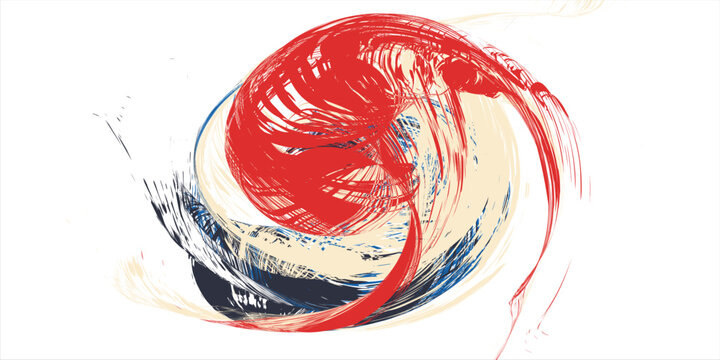 Grunge colorful eddy hand drawn watercolor brush stroke on white background. Decorative beautiful modern isolated design on white background. Grungy textured painted spiral wavy brushstroke