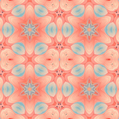 Patrón sin costuras Original. Colores. Formas. Estampa. Textura. Fondo. Caleidoscopio. Simétrico. Infinito. Rojo. Cálido