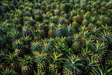 Lush Green Pineapple Plantation Abundant Harvest