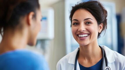 emale Patient Being Reassured By Doctor In Hospital Room