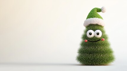 A cute Christmas tree with eyes and a happy face