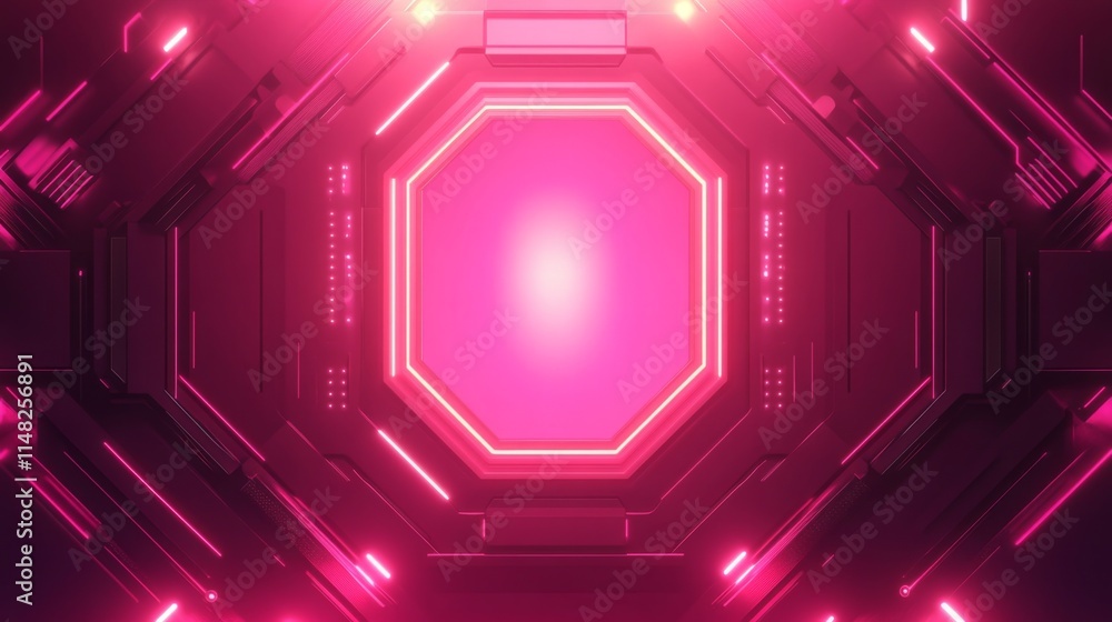 Poster futuristic neon light event virtual space digital art cyberpunk environment close-up view abstract c