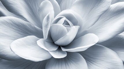 A close-up of a delicate flower in monochrome, showcasing its intricate petals and textures.