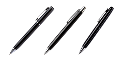 Sleek black pens arranged in a stylish display