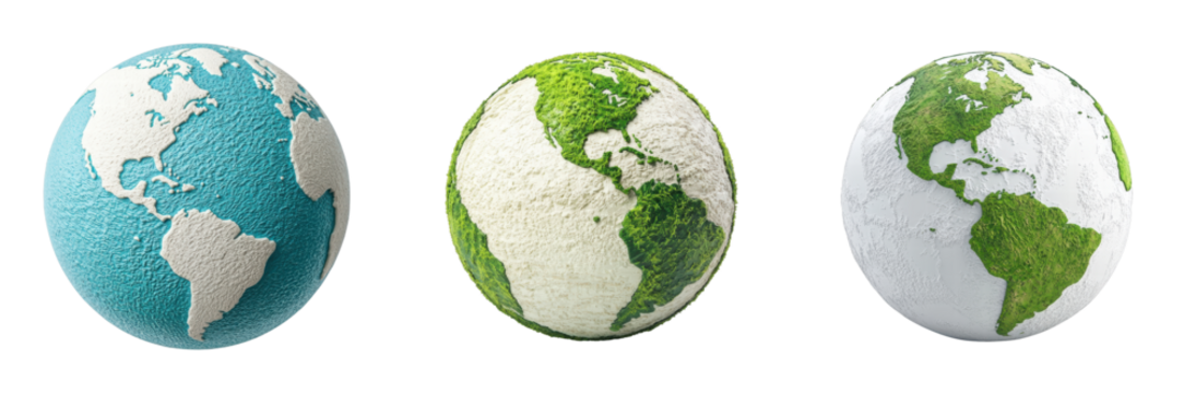 Creative Earth Models Showcasing Different Textures and Colors