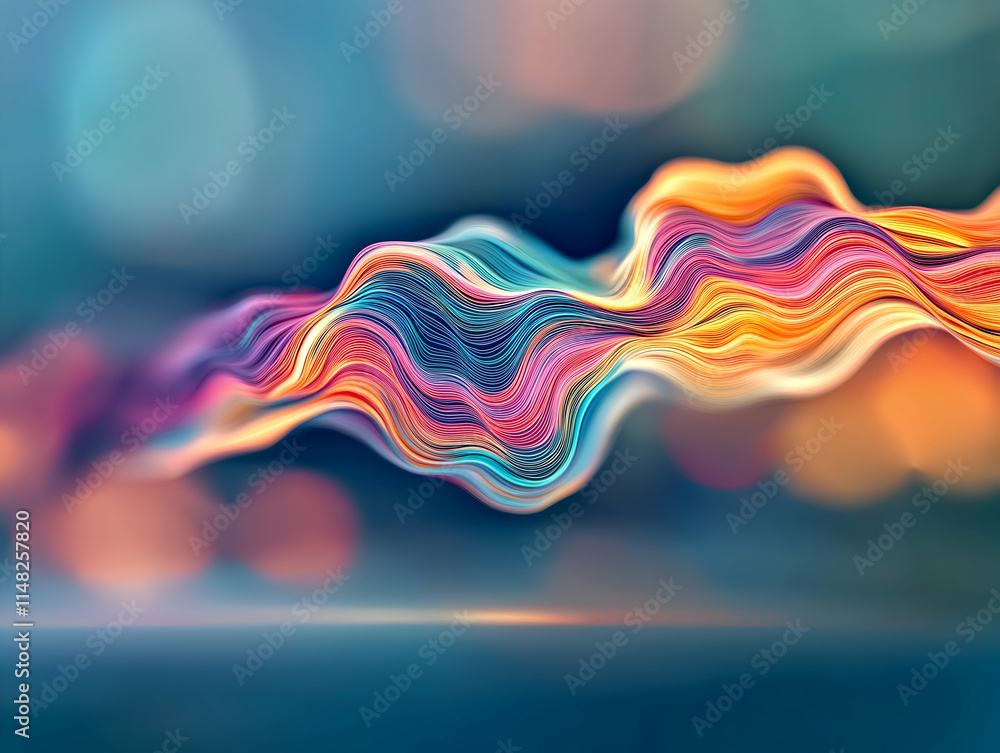 Aufkleber a vibrant, abstract wave of colorful lines and patterns, evoking a sense of movement and sound in a 