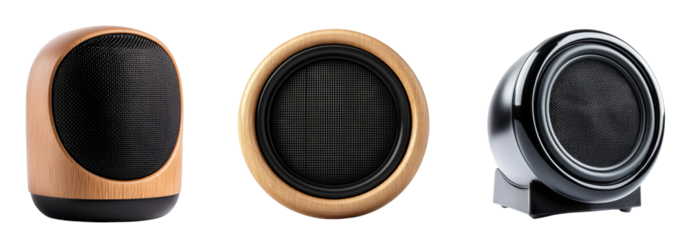Stylish modern speakers showcasing unique designs