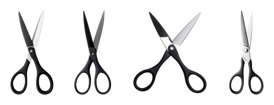 Variety of scissors on a black background