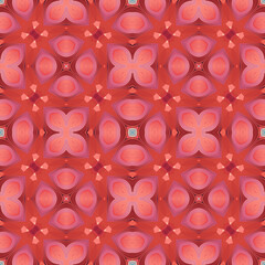 Patrón sin costuras Original. Colores. Formas. Estampa. Textura. Fondo. Caleidoscopio. Simétrico. Infinito. Rojo. Cálido