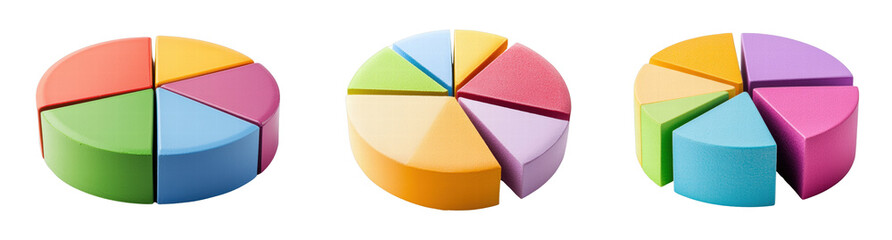 Colorful segmented foam shapes for educational purposes