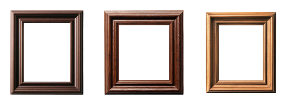 Set of three elegant wooden picture frames