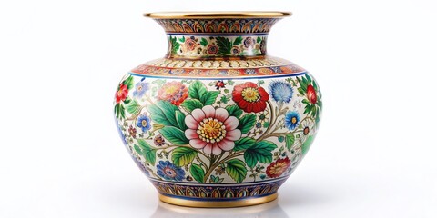 Night Photography: Antique Porcelain Vase, Ceramic Flower Vase, Decorative Vase, White Background