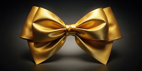 Night Photography: Minimalist Gold Ribbon Bow - Elegant Satin Bow, Dark Background, Clean Graphic Design