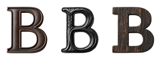 Artistic variations of the letter 'B' in different textures