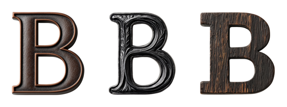 Artistic variations of the letter 'B' in different textures
