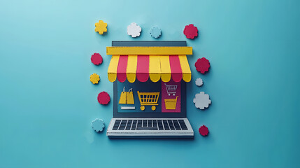 Papercut design of a unified shopping experience combining e-commerce platforms and physical stores