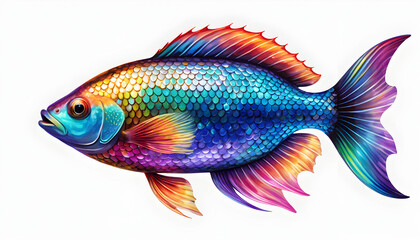Fototapeta premium Rainbow Fish: A Vibrant Digital Painting of a Colorful Aquatic Creature