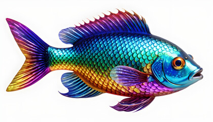 Fototapeta premium Vibrant Rainbow Fish Sculpture: A Masterpiece of Artistic Metalwork
