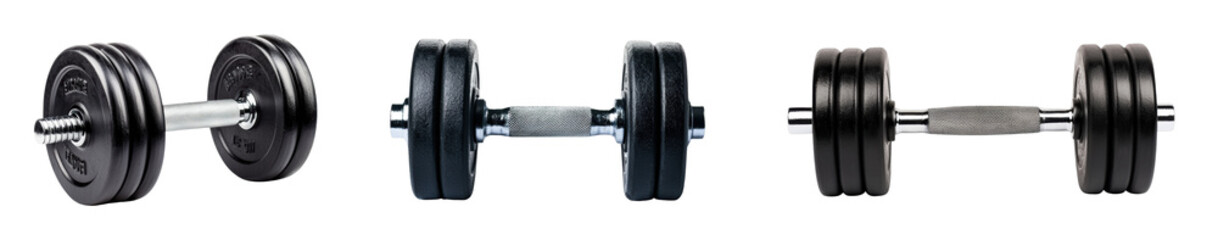 Naklejka premium Set of adjustable dumbbells for strength training