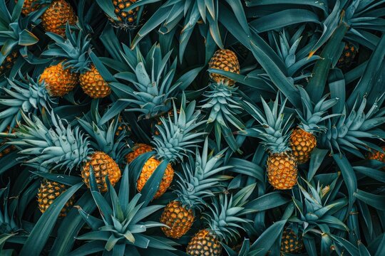 Lush Green Pineapple Plants Abundant Harvest