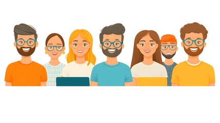 Flat vector illustration of professionals engaging in upskilling training sessions