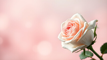 Delicate Peach Rose: A single, elegant peach rose in soft focus, exuding romance and serenity against a bokeh background. Perfect for Valentine's Day, wedding invitations, or romantic themes.