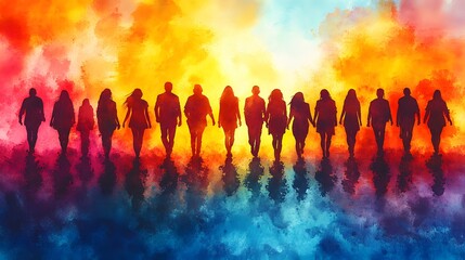 Watercolor image of a company promoting diversity and inclusion in the workplace