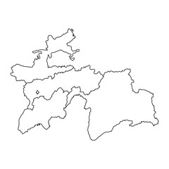 Tajikistan map with administrative divisions. Vector illustration.