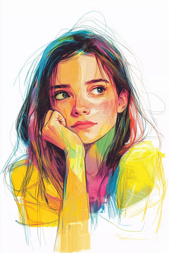 Portrait of a girl. Sketch