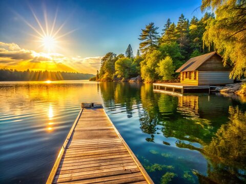 Ontario Cottage Country Slow Motion Lake Sunset Photography -  Stunning High-Resolution Image