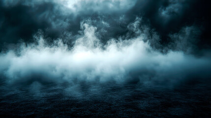 Fototapeta premium Dark moody atmospheric scene with thick fog and clouds.