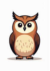 Fototapeta premium Wise Owl with Sharp Eyes, Wildlife Illustration on White Background