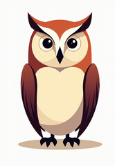 Fototapeta premium Wise Owl with Sharp Eyes, Wildlife Illustration on White Background