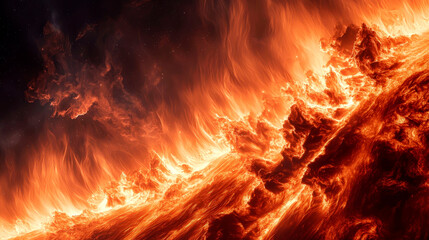 Fiery solar flares and prominences.