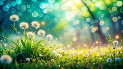 Obraz premium Panoramic Abstract White Bokeh Background: Easter, Spring, Summer, Holiday, Birthday Design