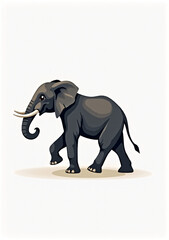 Obraz premium Friendly Elephant with Big Ears, Cartoon Jungle Animal on White Background 