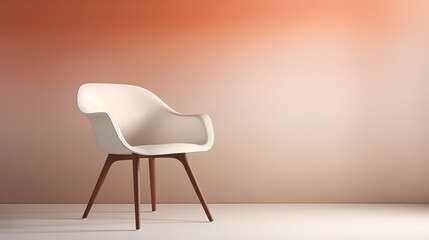 Modern White Chair Against a Peach Wall