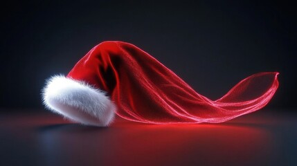 Santa Hat on Dark Background with Soft Lighting