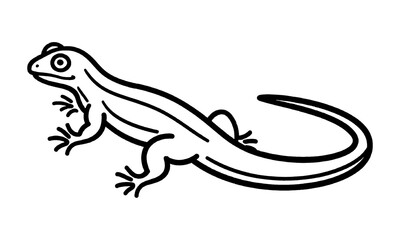 Naklejka premium トカゲの線画イラスト 透過背景の切り抜き