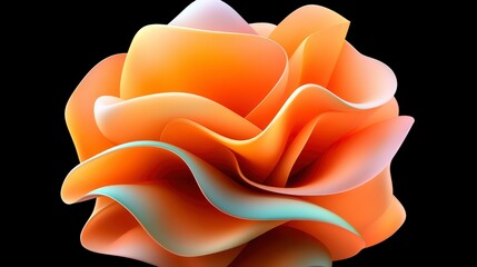 Abstract Orange and Teal Floral 3D Render